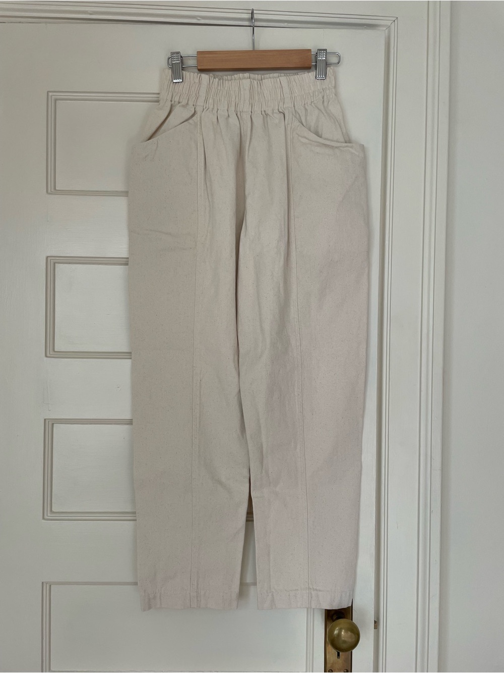 LN Elizabeth Suzann Clyde Work Pant in Organic Cotton Canvas, Small, Natural